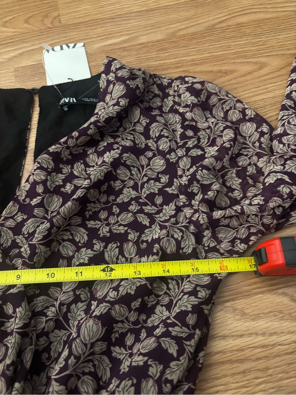 Zara Floral Wrap/Ruching Mini Dress Size Small - Picture 10 of 12